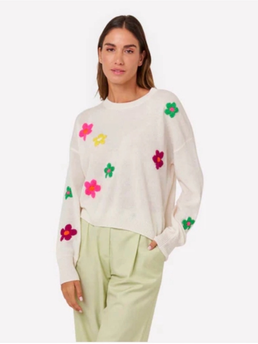 Brodie Cashmere Floral Flower Sweater S